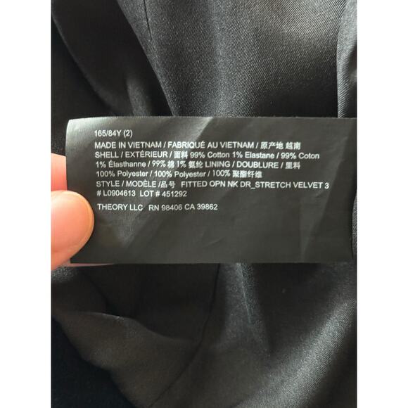 Theory Dress Velour shift long sleeve blue size 2 - Picture 6 of 7